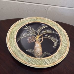 Bottle Palm Plate Andrea by Sadek Jungle Safari Siddhia Hutchinson 10 1/2"
